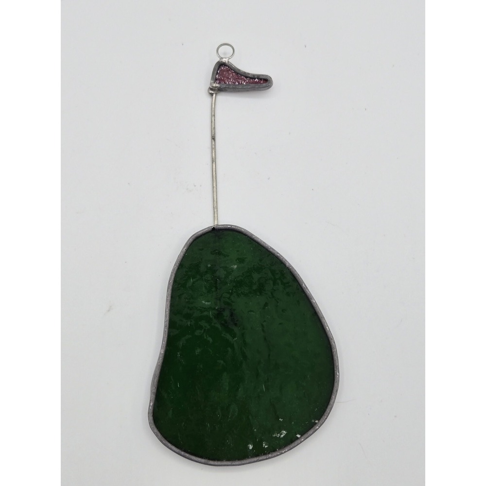 Vtg Golf Hole Stained Glass 7" Stain Sun Catcher Hole‎ Flag